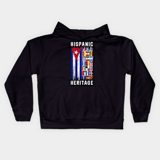 Vintage Half Cuba Cuban Flag Hispanic Heritage Month Kids Hoodie